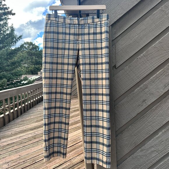 EUC Amanda + Chelsea Tan & Black Plaid Cropped Dress Pants - Picture 1 of 8